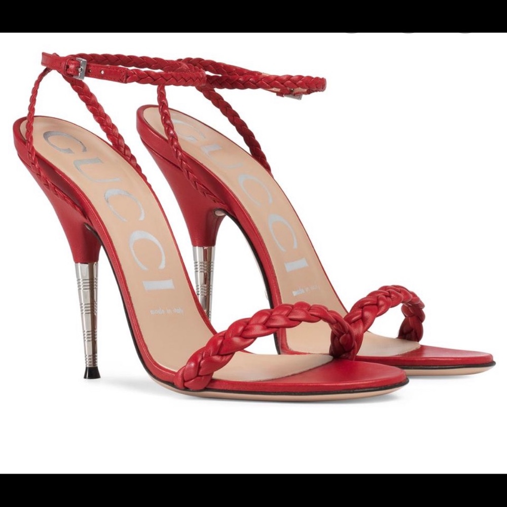 Red Gucci Braided leather Sandal